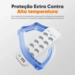 Filtro De Linha Régua Extensão 10 Tomadas Com 3 Usb E 2 Pd - Imagem 5
