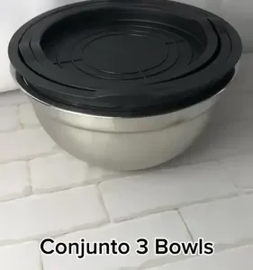 Vittak Conjunto 3 Bowls de Inox com Tampas Plásticas Utensílios de Cozinha Tamanhos Variados - Imagem 9