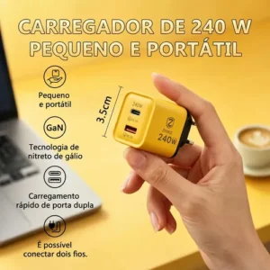 Carregador Gan 240w + Cabo Led Tipo C 65w Kit Turbo Zhike - Imagem 6