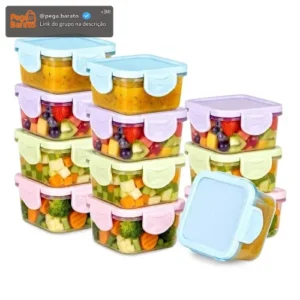 Kit 12 Potes Pequenos Congelar Papinha 50ml Tampa Hermética - Imagem 1