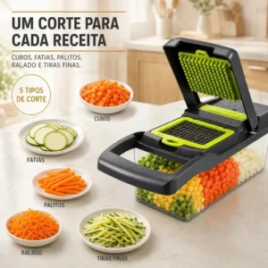 Cortador Fatiador Ralador De Legumes Frutas Vegetais Triturador Picador Manual 16 Peças para Cozinha Mandolin Inox Sólar - Imagem 7