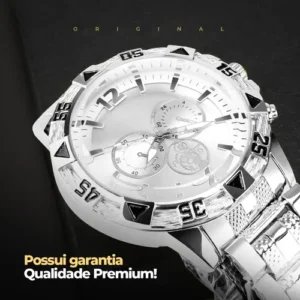 Kit Relógio Masculino Prova Dagua Original Prata + Corrente - Imagem 6