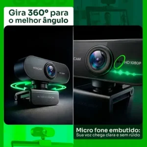 Webcam Camera Full Hd Zoom 1080p 360 Graus Videoconferencia Streamcam Web Cam Entrada Usb 2.0 Com Microfone- GoodVision - Imagem 4