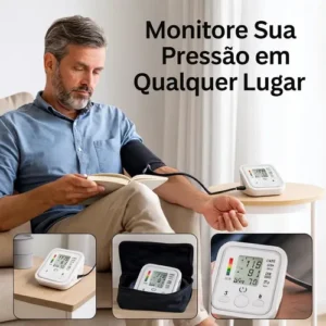 Aparelho Medidor de Pressão Arterial Aferidor Monitor Digital Uso Doméstico Automático Residencial Pressão De Braço Braçadeira Pulso Manguito Ajustável Memória Leitura Adultos Crianças Portátil - Imagem 8