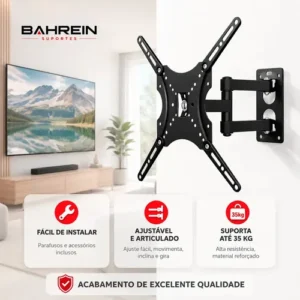 Suporte Articulado Bahrein para TV de 32" a 55" na Parede, com Inclinação e Giro 360° - Imagem 5