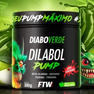 Pré Treino Dilabol Pump Diabo Verde Sem cafeína Pote 300g Sabor Maça Verde - Ftw - Imagem 6