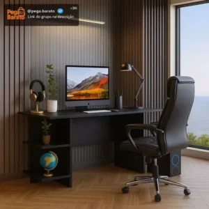 Escrivaninha Mesa Para Computador Gamer Cor Preto - Imagem 1