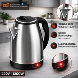 Chaleira Elétrica 1.8 Litros Em Inox Automática Aquecimento Rápido Segura - Imagem 1