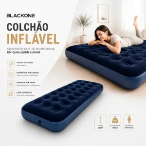 Colchão Inflável Solteiro Multiuso Aveludado Blackone - Imagem 4