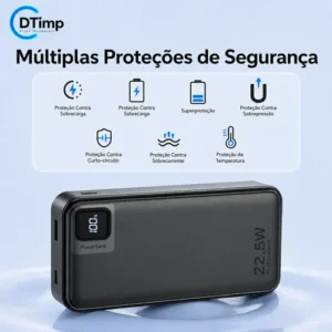 Carregador Portátil Power Bank Turbo 20000mah 22.5w universal para iphone samsung motorola xiaomi Com Display Digital DTimp - Imagem 4