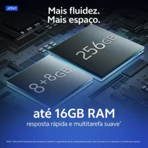 Smartphone JOVI T1 5G 256GB 16GB RAM (8GB+8GB Estendida) Bateria 6500mAh Câmera 50MP 4K - Preto Titânio - Imagem 8