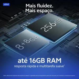 Smartphone JOVI T1 5G 256GB 16GB RAM (8GB+8GB Estendida) Bateria 6500mAh Câmera 50MP 4K - Preto Titânio - Imagem 8