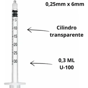 Seringa de Insulina 0,3ml 6x0,25mm Com Agulha Fixa 31g Caixa 100 Unidades - Imagem 6