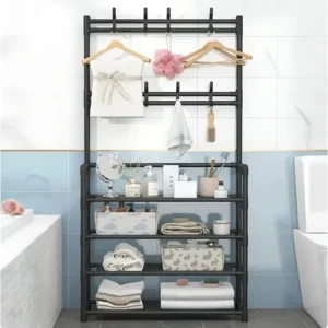 Vittak Sapateira Organizador Vertical Cabideiro Roupa Prateleiras Sapatos Bolsa Multiuso Cor Preto - Imagem 5