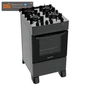 Fogão 4 Bocas Atlas Mônaco Top Glass com Mesa de Vidro e Acendimento Automático Preto Bivolt - Imagem 1