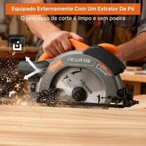 Serra Circular Elétrica 185mm 1650w Com Guia Laser Aitoolzo Laranja - Imagem 4