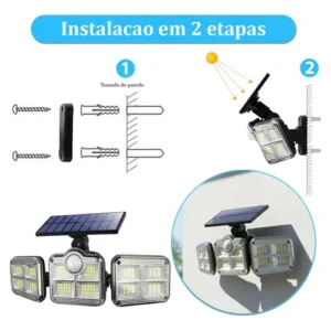 Led 3 Luminária Solar Com Sensor De Movimento Lâmpadas 122 - Imagem 10