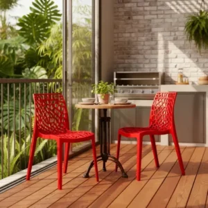 Kit 8 Cadeira Gruvyer Vermelha Moderna Ergonômica Suporta 140kg Empilhavel Resistente Feita Para Área Interna e Externa Bar Restaurante Escritório Casa Sala De Jantar Cozinha Gourmet Design Decorativo - Imagem 9