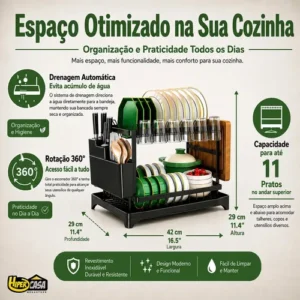 Escorredor De Louça Inoxidável 2 Andares Drenagem Automática - Imagem 2