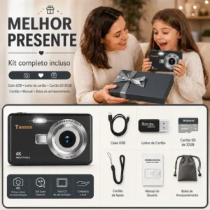 Câmera Fotográfica Digital 4k 50mp Zoom 16x Cartão 32gb Full - Imagem 11