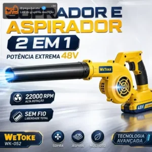 Soprador Portátil De Folhas Aspirador 2 Baterias 48v Bivolt - Imagem 1