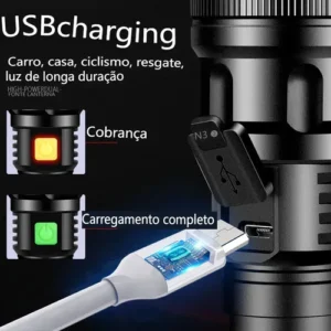 Lanterna Tática Militar Led Recarregável Resistente Agua Luz - Imagem 4