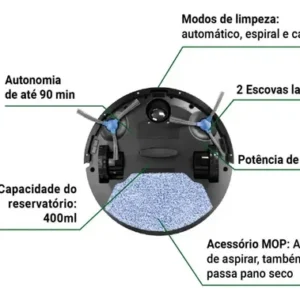 Aspirador de pó robô philco 3 em 1 pas23 Com Mop Preto - Imagem 4