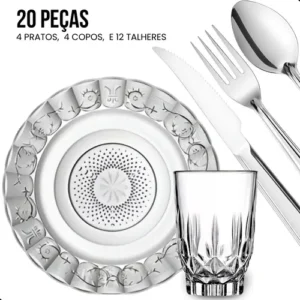 Aparelho De Jantar 20 Peças Com Pratos, Copos E Talheres - Imagem 5