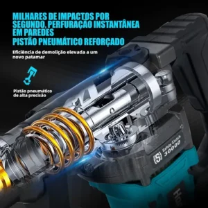 Martelete Rompedor Elétrico 1600w 220v 4,5j Profissional - Imagem 10