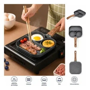 Frigideira Antiaderente com 3 Cavidades para Ovo e Panqueca de Alumínio - Imagem 4