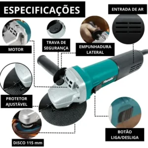 Esmerilhadeira Lixadeira Angular 880w 115mm 11000rpm - Imagem 5