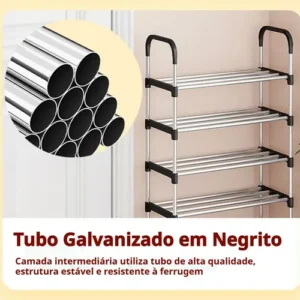 Rack Vertical Sapateira 5 Prateleiras 15 Pares Aço Inox Cor - Imagem 10