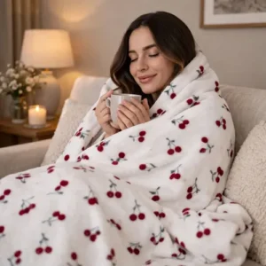 Manta Microfibra Casal Macia Quentinha Antialérgica Cereja - Imagem 11