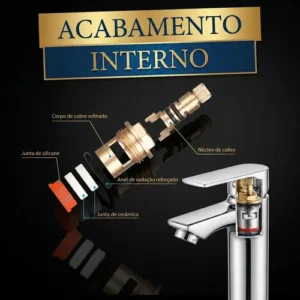 Torneira Banheiro Monocomando Luxo De Metal Quadrada Premium - Imagem 8