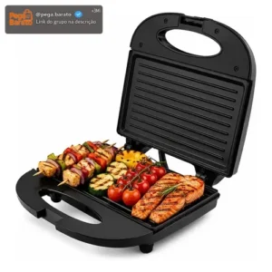 Sanduicheira Grill 2 Em 1 Kian Preta Elétrica 750w Cor Preto,Seu Mixto Quente Ultra Rápido, e Outros Petiscos - Imagem 1