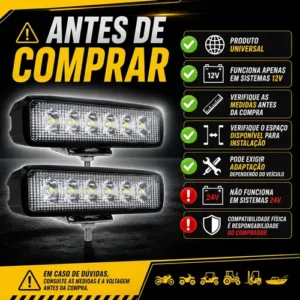 Kit 2 Farol De Milha Led Mini Barra 6 Leds 18w 12v - Imagem 4