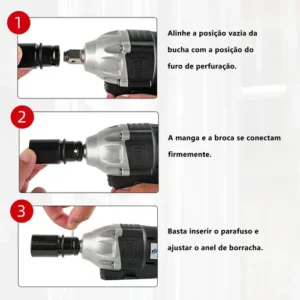 Chave de Impacto Brushless Furadeira Parafusadeira–2 Baterias + Maleta, Profissional Sem Fio Bivolt Preto ADESKE para montagem, reparos e construção BS-HT01 - Imagem 3