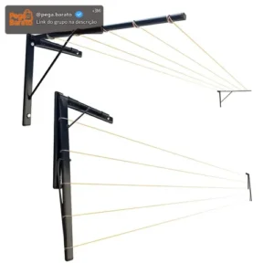 Varal De Parede E Muro Reforçado Suporta Até 90 Kg - Imagem 1