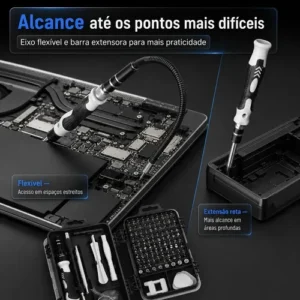 Kit Chaves de Precisão Hardline com 115 Peças, Magnético e Estojo para Celular e Notebook - Imagem 4