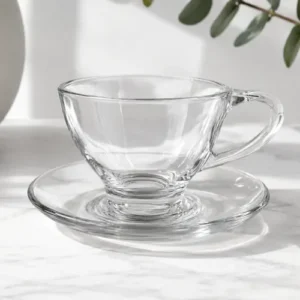 Jogo 6 Xícaras Chá Café Com Pires De Vidro Transparente - Imagem 10