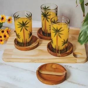 Conjunto Jarra Com 6 Copos Cristal Palm Tree Handpaint Wolff - Imagem 4