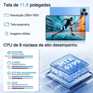 Tablet A9 tab Android 15 Tablets 11.6”HD 16Gb Ram+512gb Tf 1Tb,5g Wifi,8800mAh,Octa-core,MTK6799,Parental Control,Bt5.3,Tablet Certificado Gms,Teclado de Conexão Inteligente+Mouse Bluetooth Lilás - Imagem 7