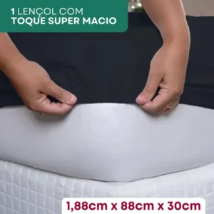 Kit Jogo De Cama Solteiro Padrão 2 Peças Percal Premium 400 Fios Fronha Ponto Palito Super Macio Confortável Cor Preto - Imagem 6