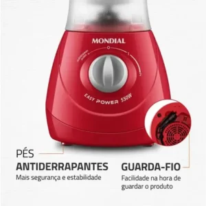 Liquidificador Easy Power 550w L-550-r Mondial Vermelho - Imagem 9