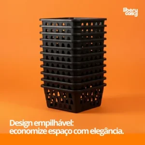 Kit 10 Cestos Organizador De Plástico Rosa Multiuso Gaveta - Imagem 3