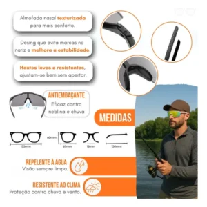 Óculos Esportivo Ciclismo Beachtenis Pesca Corrida Uv400 - Imagem 4