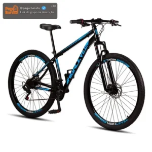 Bicicleta Aro 29 Highlevel Aço Carbono Freios Disco Suspensão 21v Cor Preto-azul - Imagem 1