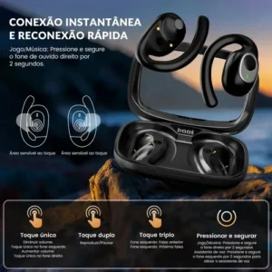 FORESTORY Fone de Ouvido Bluetooth 5.4 OWS TWS Sem Fio X5 Open Ear Esportivo com Gancho Display LED HD Microfone Grave Potente para Academia Corrida Compatível iPhone Samsung Xiaomi Motorola Android - Imagem 11
