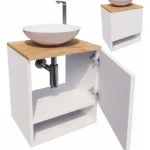 Gabinete Armário Para Banheiro 40cm Com Cuba E Espelho Suspenso Lavabo Completo - Imagem 4
