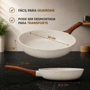 Frigideira Cerâmica Antiaderente 24cm Indução Cooktop Fogão a Gás Não Gruda Sem Óleo Cor Creme - Imagem 5